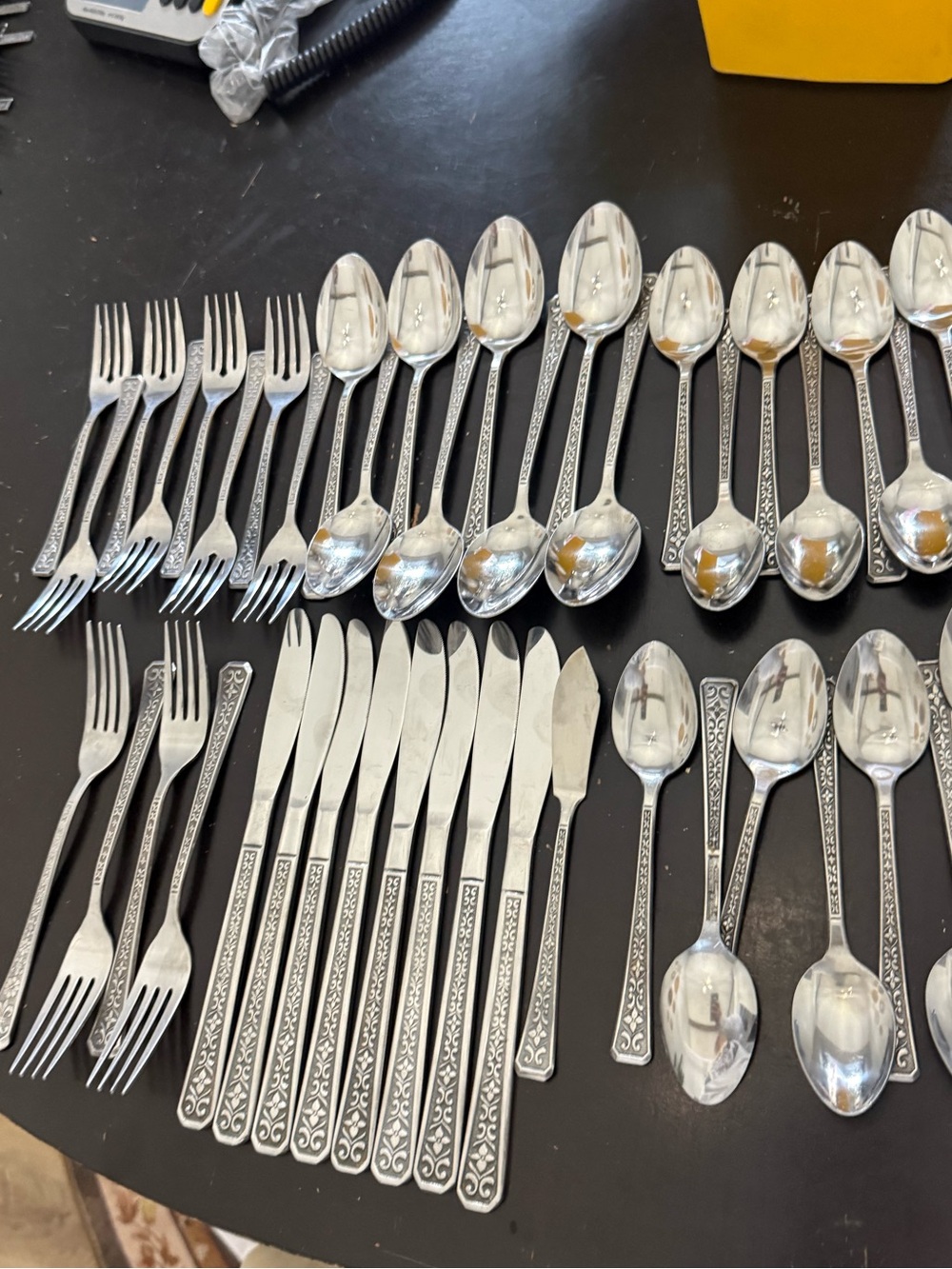 Vintage 70's Interpur Florenz Flatware 46 Piece Stainless Steel Mid-Century